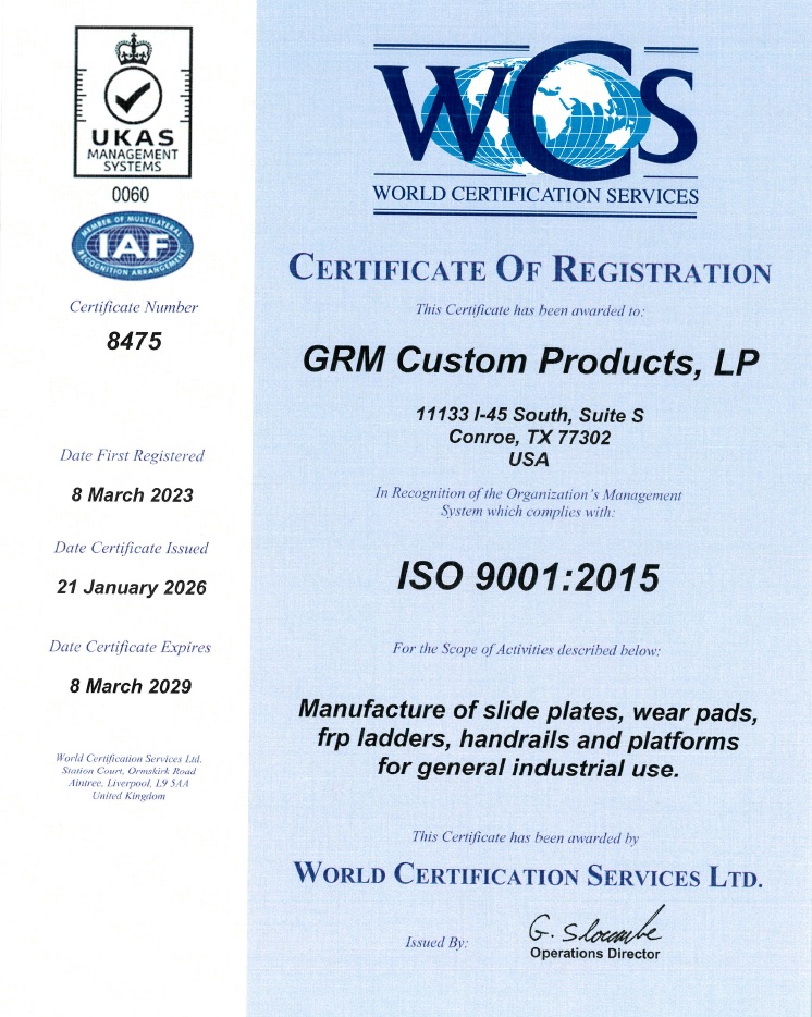 GRM Custom Products LP - Certificate of Registration 2023 R1 GRM-ISO-9001-Certified Mar 2029